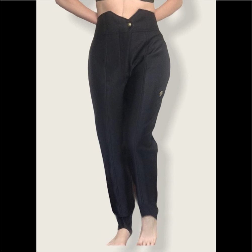 Vintage Descente High Waisted Ski Pants Black 80s Stirrup Style Size 14